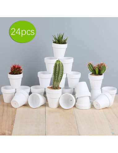 24 Macetas de Arcilla Terracota 6.35 cm con Drenaje FCFKUK