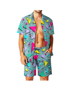 Conjunto DOOPCCOR 3 Piezas Hombre Camisa Hawaiana y Pantalones 2