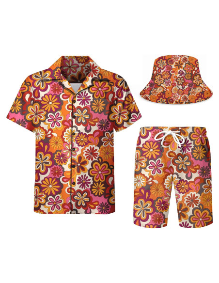DOOPCCOR Traje Deportivo 3 Piezas Hombre Hawaiano 3X