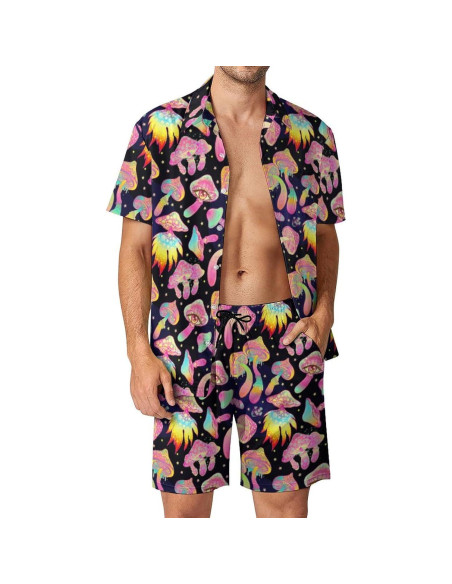 DOOPCCOR Traje Deportivo 3 Piezas Hombre Camisa Hawaiana