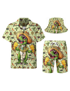 Conjunto DOOPCCOR 3 Piezas Hombre Camisa Hawaiana y Short