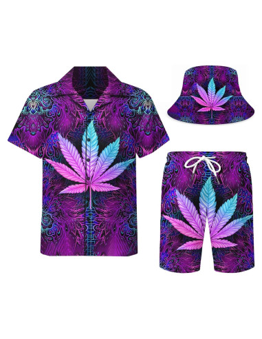 DOOPCCOR Traje Deportivo 3 Piezas Hombre Camisa Hawaiana