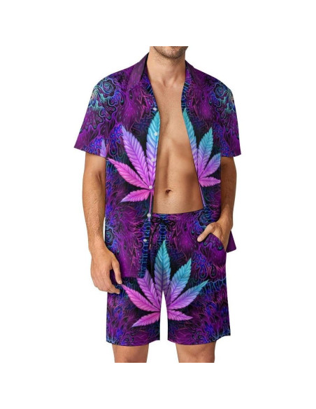 DOOPCCOR Traje Deportivo 3 Piezas Hombre Camisa Hawaiana