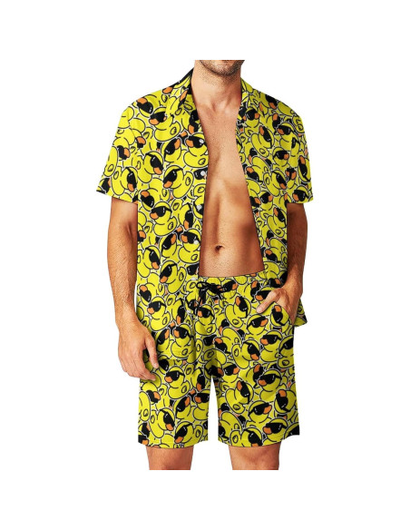 Conjunto DOOPCCOR 3 Piezas Hombre Camisa Hawaiana y Pantalones Cortos