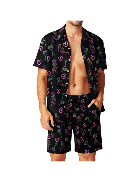DOOPCCOR Traje Deportivo 3 Piezas Hombre Hawaiano XXL