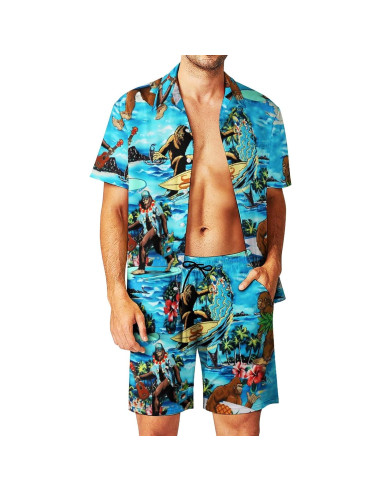 DOOPCCOR Traje Deportivo 3 Piezas Hombre Hawaiano XXL