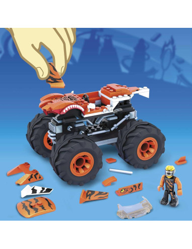 Hot Wheels Mega Construx Camión Monstruo Tiger Shark 187 Pzs