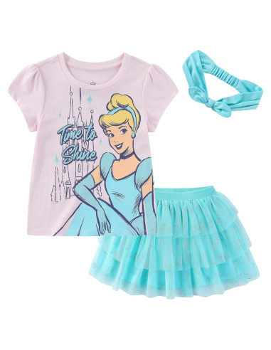 Conjunto Camiseta y Falda de Tul Disney Frozen 3T Rosa/Azul