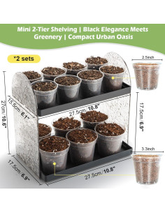 Soportes para Plantas Mini RooTrimmer con Macetas 6.35 cm y 8.38 cm 2
