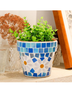 Maceta de Terracota Mosaico Chonsun 10 cm con Drenaje Azul 2