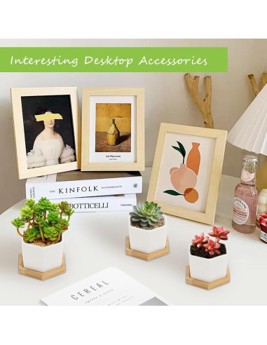 Macetas Suculentas OAMCEG 10.16 cm Cerámica Blanca - 4 Pzas