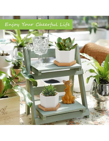 Macetas Suculentas OAMCEG 10.16 cm Cerámica Blanca - 4 Pzas