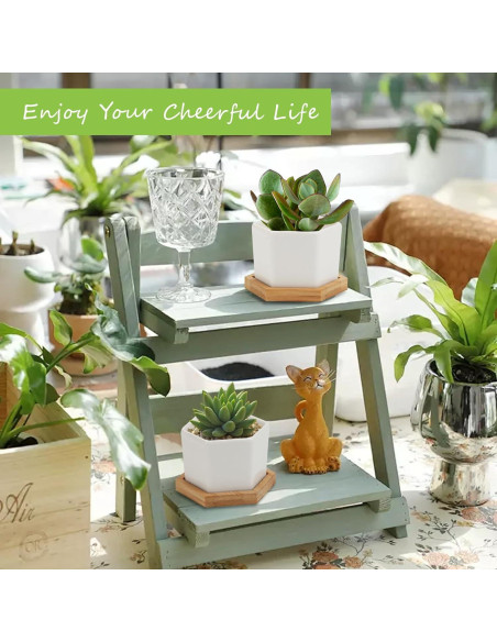 Macetas Suculentas OAMCEG 10.16 cm Cerámica Blanca - 4 Pzas