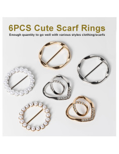 6 Anillos y Clips de Bufanda Atopxing para Mujeres Oro/Plata 2