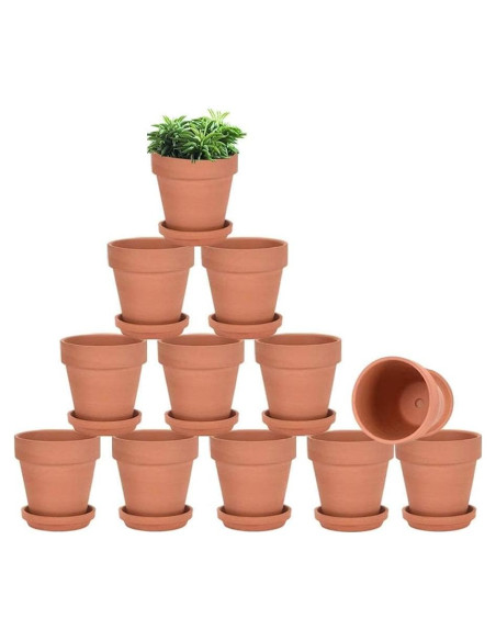 Macetas de Arcilla Vensovo 3" con Plato - Paquete de 12