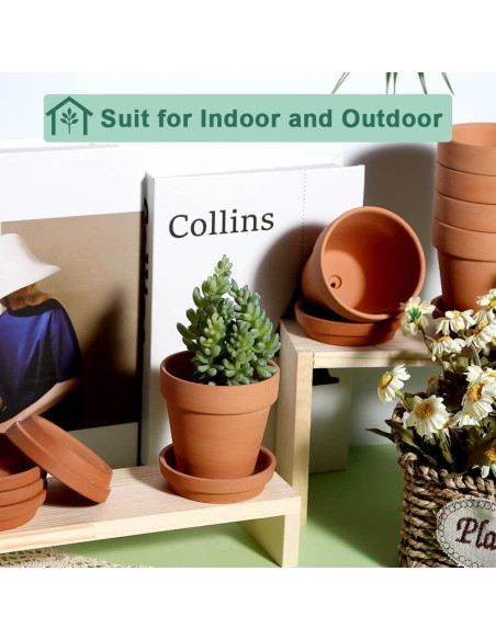 Macetas de Arcilla Vensovo 3" con Plato - Paquete de 12