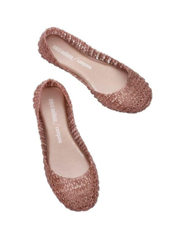 Zapatos Mini Melissa Campana Papel Niñas Glitter Rosa 19cm