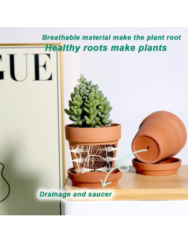 Macetas de Arcilla Vensovo 3" con Plato - Paquete de 12