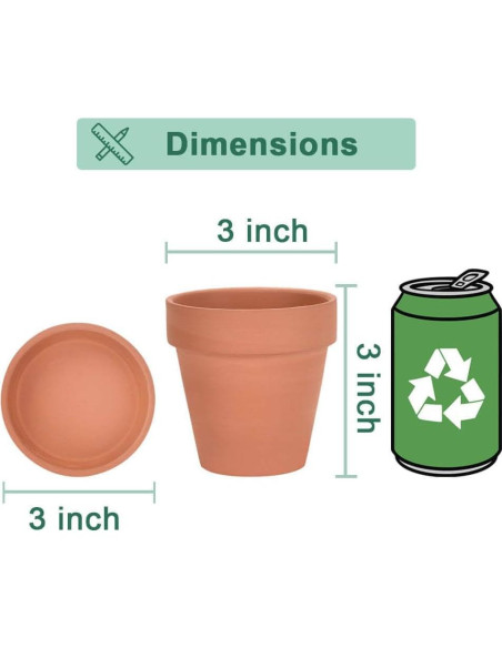 Macetas de Arcilla Vensovo 3" con Plato - Paquete de 12
