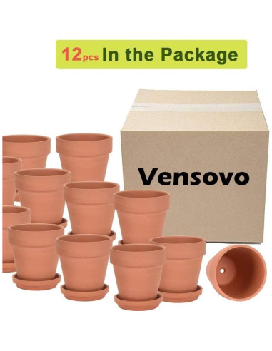 Macetas de Arcilla Vensovo 3" con Plato - Paquete de 12