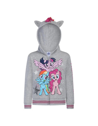 Sudadera Mi Pequeño Pony Gris con Cremallera y Orejas