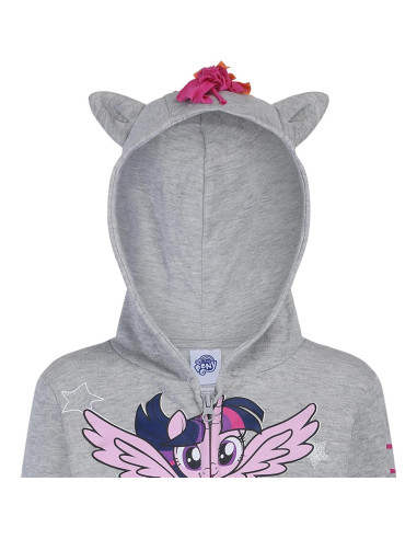 Sudadera Mi Pequeño Pony Gris con Cremallera y Orejas