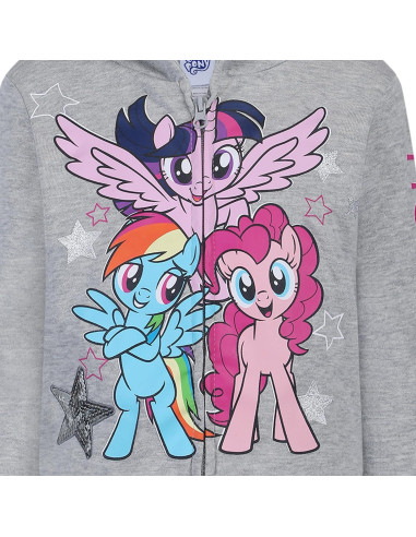 Sudadera Mi Pequeño Pony Gris con Cremallera y Orejas