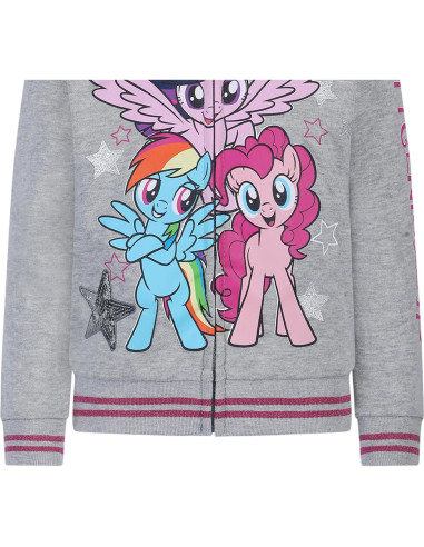 Sudadera Mi Pequeño Pony Gris con Cremallera y Orejas