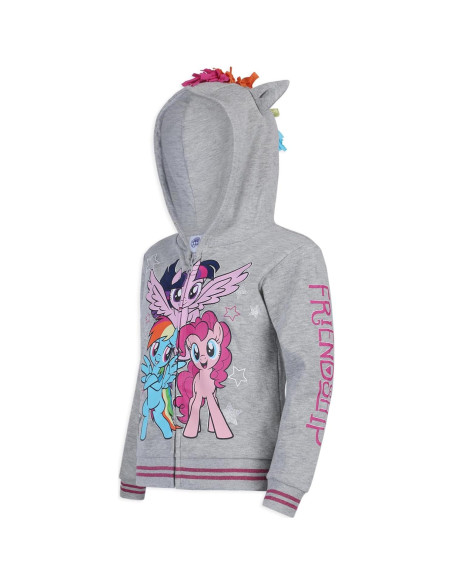 Sudadera Mi Pequeño Pony Gris con Cremallera y Orejas