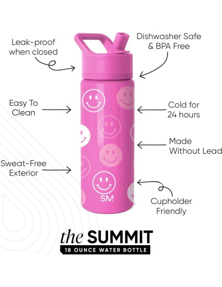 Botella de Agua Aislada Simple Modern Niños 532ml Caritas