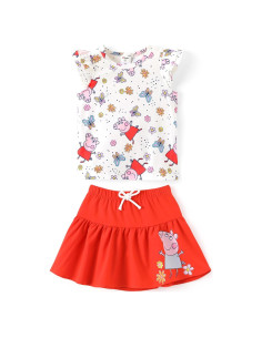 Conjunto 2 Piezas Niña Peppa Pig Top y Falda Floral 2-6 Años