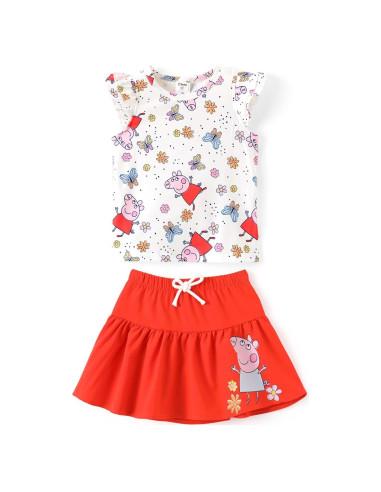 Conjunto 2 Piezas Niña Peppa Pig Top y Falda Floral 2-6 Años