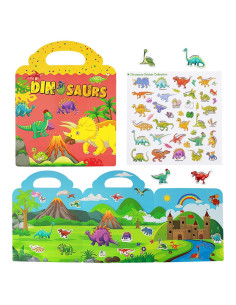 Libro de Pegatinas Reutilizables Yowlieu Dinosaurios 17.8x12.7cm