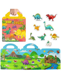 Libro de Pegatinas Reutilizables Yowlieu Dinosaurios 17.8x12.7cm 2