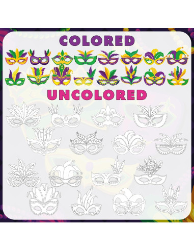 Lenwen 16 Máscaras DIY Carnaval para Colorear con Marcadores