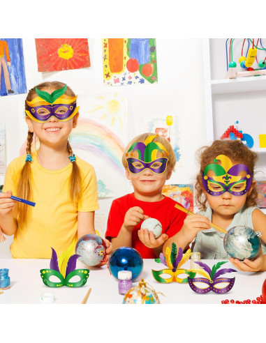 Lenwen 16 Máscaras DIY Carnaval para Colorear con Marcadores