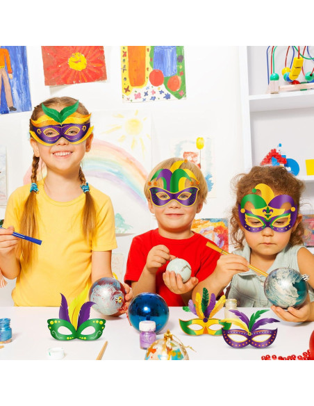 Lenwen 16 Máscaras DIY Carnaval para Colorear con Marcadores
