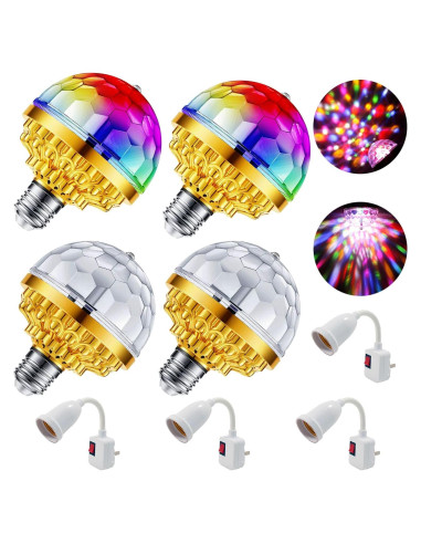 Paquete de 4 luces disco LED MIKWOAB DSK-4G RGB enchufables