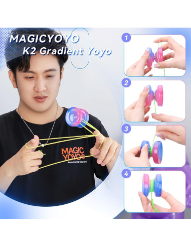Yoyo MAGICYOYO K2 Crystal para Niños Principiantes - Azul Rosa