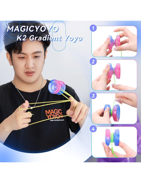 Yoyo MAGICYOYO K2 Crystal para Niños Principiantes - Azul Rosa