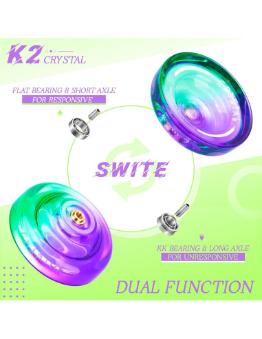 Yoyo MAGICYOYO K2 Verde Púrpura Responsivo y No Responsivo
