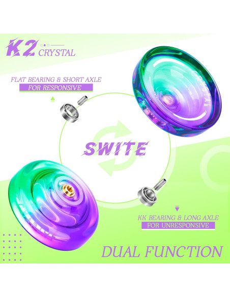 Yoyo MAGICYOYO K2 Verde Púrpura Responsivo y No Responsivo