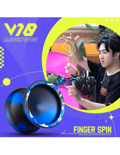 Yoyo Profesional MAGICYOYO V10 Metal Doble Propósito Negro Azul 2
