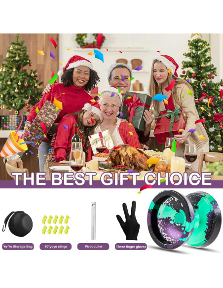 Yoyo Profesional WATIEOBOO para Niños y Adultos - Negro Verde Púrpura