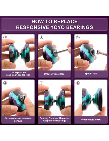Yoyo Profesional WATIEOBOO para Niños y Adultos - Negro Verde Púrpura