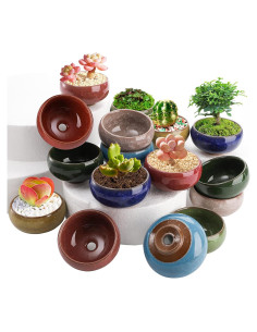 TOPZEA 16 Mini Macetas de Cerámica para Suculentas 6.35 cm