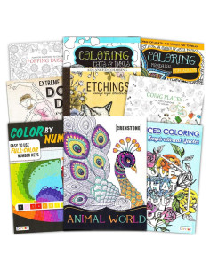 Conjunto de Libros para Colorear Crenstone 10 Deluxe Adultos