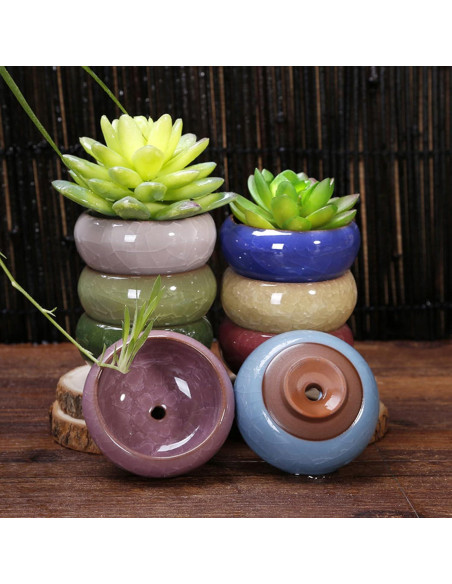 TOPZEA 16 Mini Macetas de Cerámica para Suculentas 6.35 cm