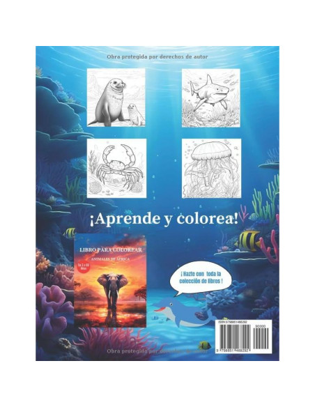 LIBRO PARA COLOREAR ANIMALES ACUÁTICOS (Spanish Edition)