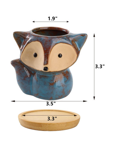 Macetas de Cerámica Dicunoy en Forma de Zorro - 6 Piezas